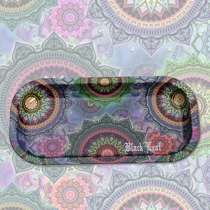 Black Leaf Rolling Tray 206x105x18mm Metall - viele Designs - dein-Onlineheadshop.de