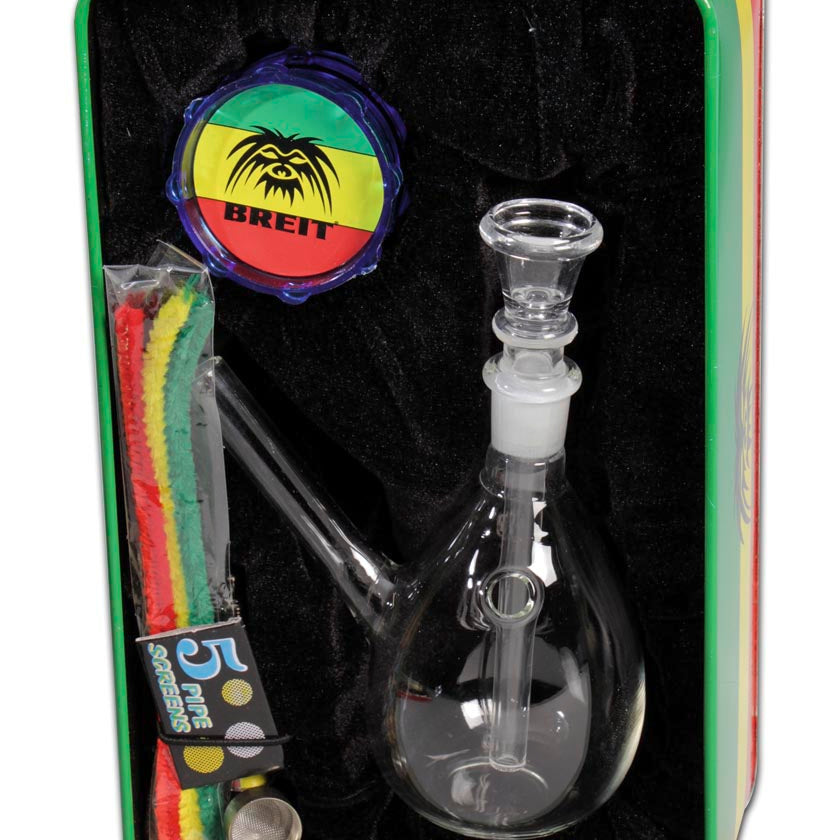 "Breit" Mini Glasbong Set ink. Grinder & Purpfeife - dein-Onlineheadshop.de