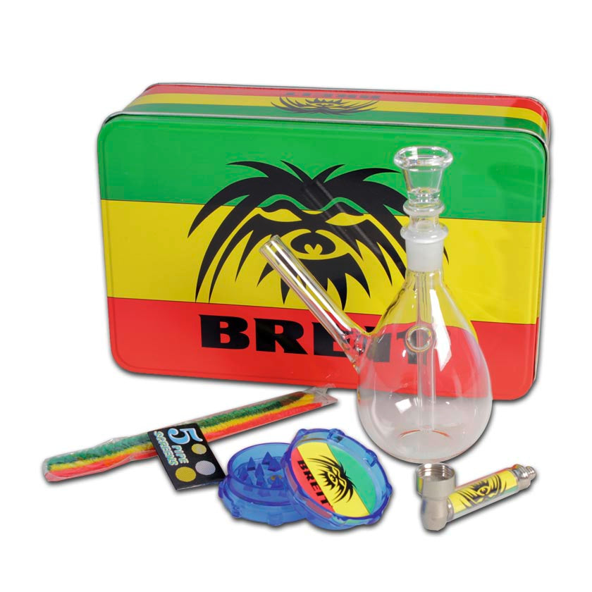Breit Mini Glasbong Set ink. Grinder & Purpfeife