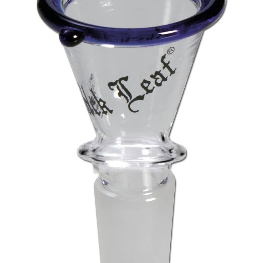 Black Leaf, Bongkopf aus Glas, Schliff 14,4 & 18,8 - Blauer Rand