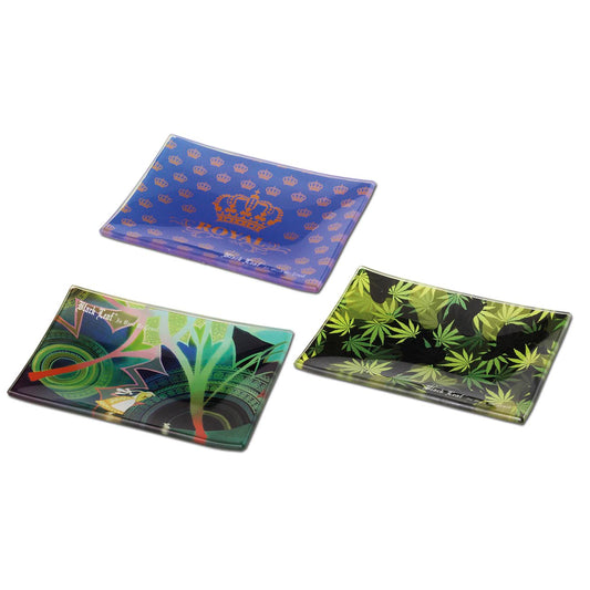 Black Leaf Rolling Tray Black Leaf Size S aus Glas