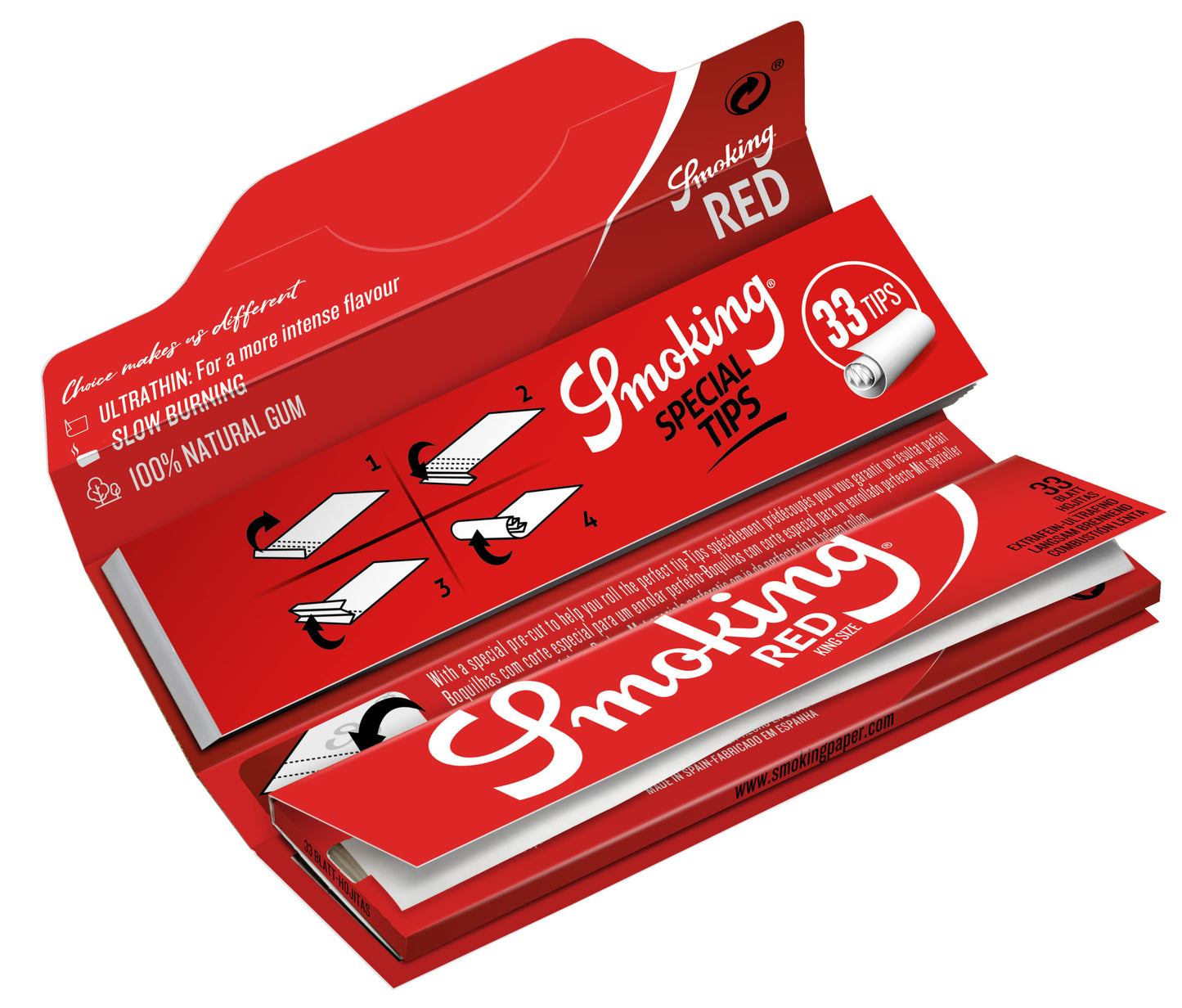 Smoking Paper Red - King Size - mit Filtertips