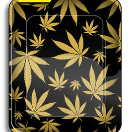 Fire-Flow - Rolling Tray aus Metall - 340x280mm - "Gold Metallic Leaves"