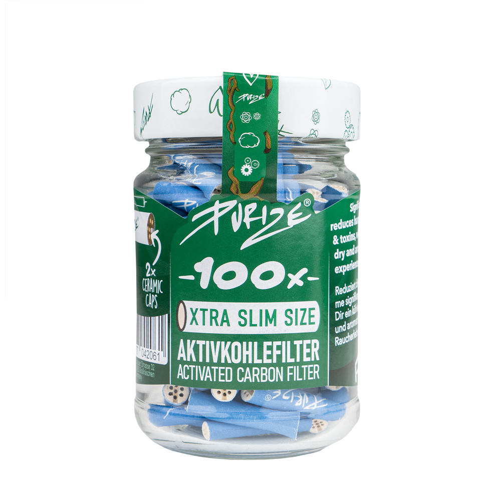 PURIZE Aktivkohlefilter Xtra Slim - Ø 5,9mm - 100er Glas