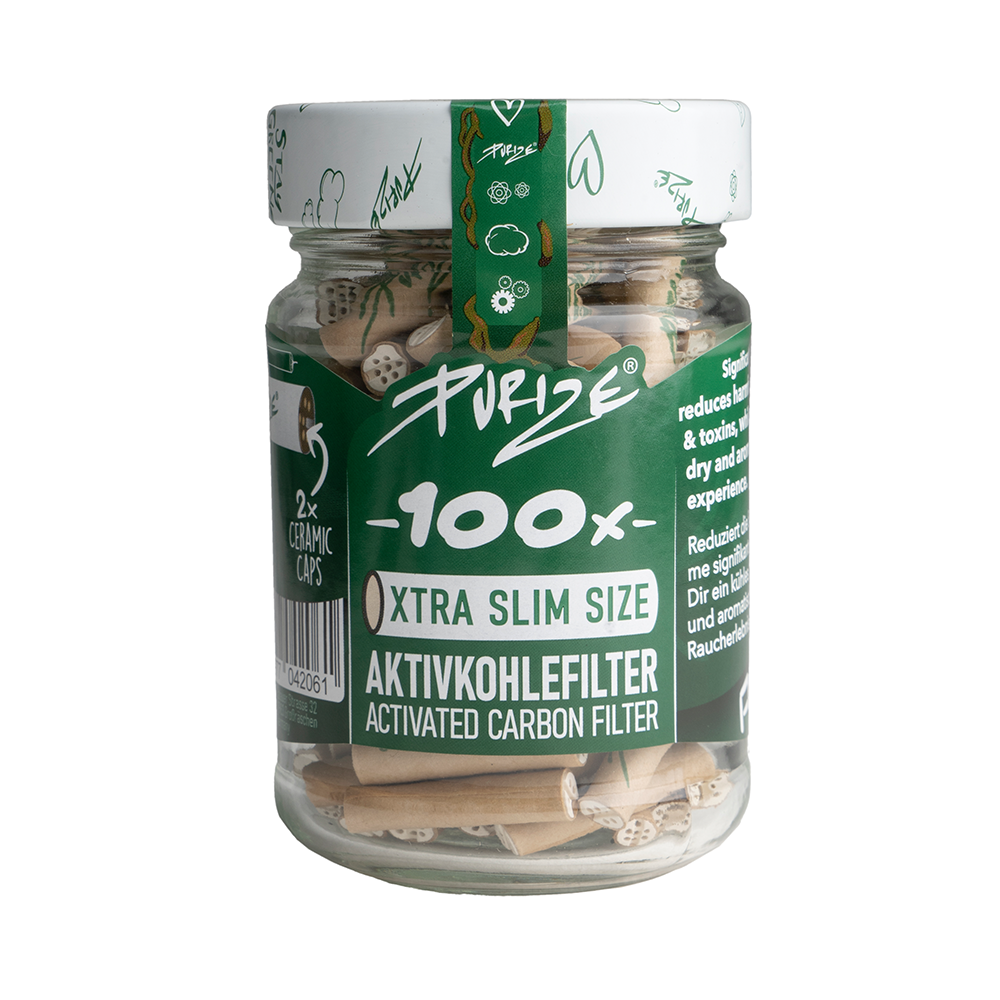 PURIZE Aktivkohlefilter Xtra Slim - Ø 5,9mm - 100er Glas